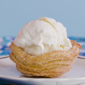 25K views · 350 reactions | Show off those pastry chef skills this Cinco de Mayo with a sweet festive creation! These baked churro bowls filled with Simple Truth's Low Cow ice cream are guaranteed to be a favorite with family and friends. | Kroger | Facebook