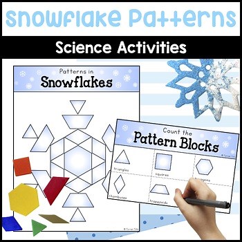 Snowflake Science Activity - Winter Pattern Block Mats for Snowflake Math Center