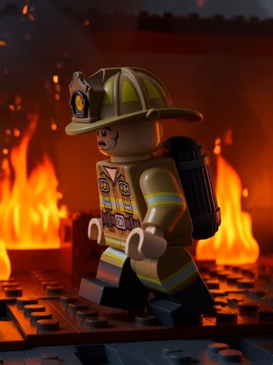 Bravery in every brick 🧱🚒 Watch this LEGO firefighter rush into a burning house, battling fierce flames to save lives and protect the city. 🧑‍🚒 #LEGO #LEGOMovie #LEGOShort #Firefighter #HeroicRescue