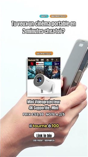 Un projecteur compact, facile, prêt en 2 minutes. Parfait pour la maison. #gadget #tech #portable #S