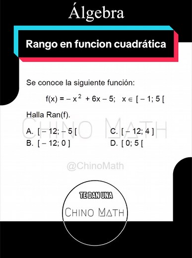 Cómo hallar el rango de una parábola | Rango en función cuadrática