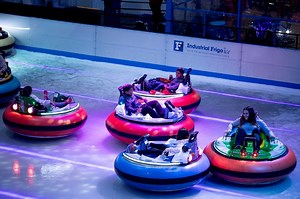 You can slide and smash on bumper cars on ice this winter