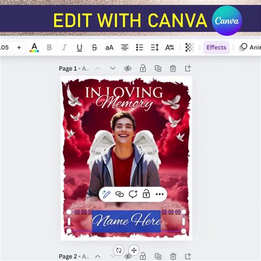 In Loving Memory PNG, Red and Black Memorial EDITABLE, Heart in Heaven Background Template, Funeral Shirt Design, Instant Download - Etsy
