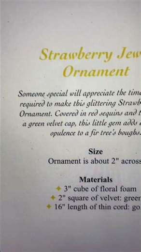 Strawberry Sequins Tree Ornament Pattern Download | DIY Craft PDF for Immediate Use!