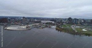 Drone footage above the Ottawa River near Downtown Ottawa during the 2019 Ottawa Flood.