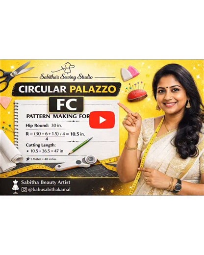 sabitha's sewing studio on Instagram: "Circular palazzo pants fabric calculation measurement##shorts #viralvideos #follow #sewing #flowers"