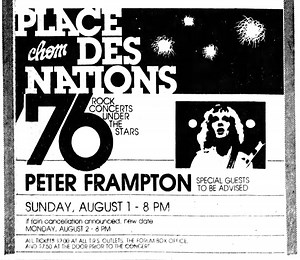 Aug 01, 1976: Peter Frampton at Place Des Nations  (St Helens Island) Montreal, Quebec, Canada | Concert Archives