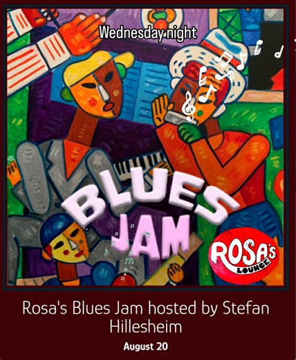 Rosa's Blues Jam Hosted by Stefan Hillesheim: Live at Rosa's Lounge! 21 ID required unless accompanied by parent or legal guardian. For tickets 🎟 Go to www.rosaslounge.com. House Band opens for 1st hour. Jam starts after. Jammers: bring your sticks, axe, harp, voice, horn...backline provided! Jammers get in free! #blues #chicagoblues #bluesrock #livemusic #liveblues #thingstodoinchicago #thingstodoinchicago #bluesdancing #livemusicchicago #bluesclub #chicagomusicscene | Rosa's Lounge