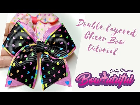 Cheer Bow Tutorial 4cm ribbon. How to make hair bows. DIY hair bows tutorial 🎀 laços de fita: