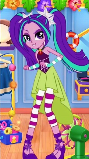 Equestria Girls Rainbow Rocks Aria Blaze Cosplay Makeover💜💚 My Talking Angela 2