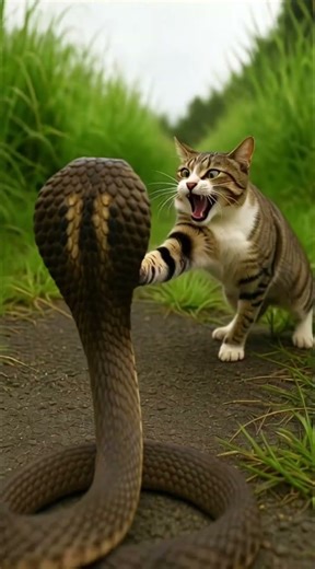 Cat vs Snake Showdown: Who will strike first? #CatVsSnake #SnakeFight #CatFight