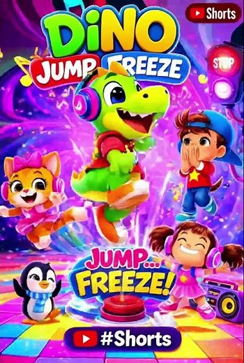 Dino Jump Freeze! 🦖 | Freeze Dance Challenge for Kids| دينو اقفز وتجمّد! #kidssongs #dino #childhood