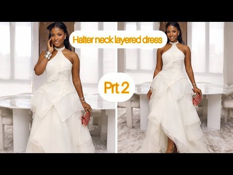 How to sew an assymetrical halter neck mesh dress with Basque effect