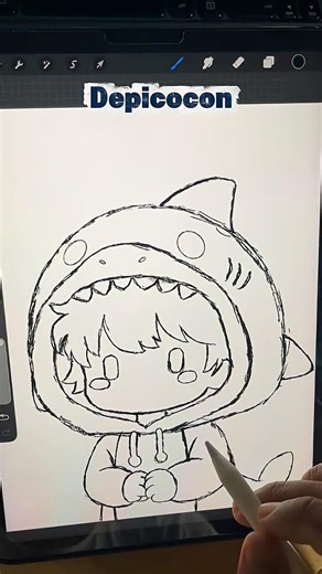 Procreate Tutorial | Chibi Baby Shark Hoodie Sketch #procreatetutorial #drawingprocess #artprocess