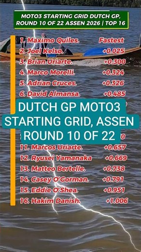 DUTCH GP MOTO3 STARTING GRID ASSEN 2026, ROUND 10 OF 22 TOP 16 #moto32026 #motosport #startinggrid