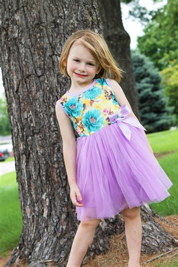 Blue Flower Print and Lanender Tutu Dress for Birthday Party or Special Occasion - Etsy