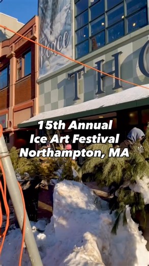 The 15th Annual Ice Art Festival is here (1/31)! 🧊✨ Sculptures will be illuminated this evening for a magical winter stroll through downtown. Bundle up and don’t miss the magic! Thank you to Chip Koser and all the artists participating in the fest for braving the frigid temperatures today! #ThornesMarketplace #IceArtFestival #NorthamptonMA | Thornes Marketplace