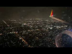 Boeing 737 Landing LAX heavy rain and wind at night!