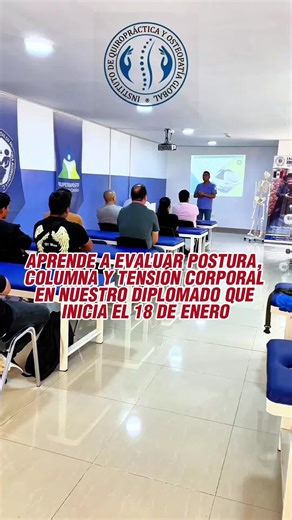 🦴 Evaluación postural aplicada a la quiropraxia 🧍‍♂️ Análisis de la columna y tension corporal 📅 Inicia este 18 de enero 📚 Formación estructurada y práctica 📲 Asegura tu cupo #EvaluacionPostural #Quiropraxia #SaludDeLaColumna #TensionMuscular #18DeEnero
