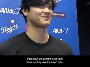 Ohtani's thoughts on getting booed "Fans boo opposing players out of love for their own team. Both Dodgers fans and Blue Jays fans show up for their teams in great numbers and are vocal in their support. You can feel their love for the game of Baseball and I have great respect for that."