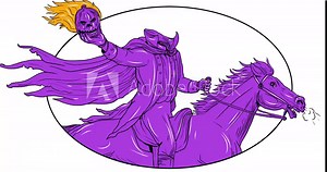 Headless Horseman Riding Horse 2D Animation