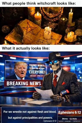 🕯️ Y’all think witchcraft is candles, symbols & rituals… Nah. 📺 It’s headlines. 🧠 It’s repetition. 💥 It’s fear on loop. 😡 It’s outrage on demand. What it actually looks like is a studio, a ticker, a script, and a smiling anchor reading whatever keeps you emotional and distracted. Two wings. Same bird. Different actors… same script. They don’t cast spells — they cast stories. They don’t need altars — they use screens. Your attention is the offering. 📖 “For we wrestle not against flesh and b
