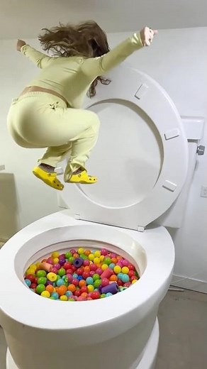 I JUMPED Backwards into the Worlds Largest Toilet in my CLOTHES in Play Balls #shorts
