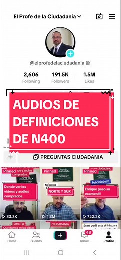 Definiciones de la N400. #elprofedelaciudadania #ciudadanía #ciudadaniausa #ciudadaniaamericana🇺🇸 #usa #definiciones #uscitizenship #hispanosenusa