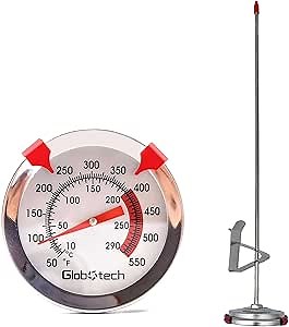 Water Proof 2" Dial Deep Fry Thermometer, Stainless Steel Cooking Thermometers for Meat Candy Grill Turkey, BBQ 12" Long Stem