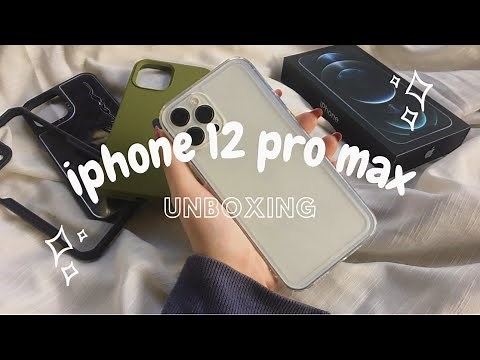 iphone 12 pro max unboxing + cases (silver 128gb) | ASMR