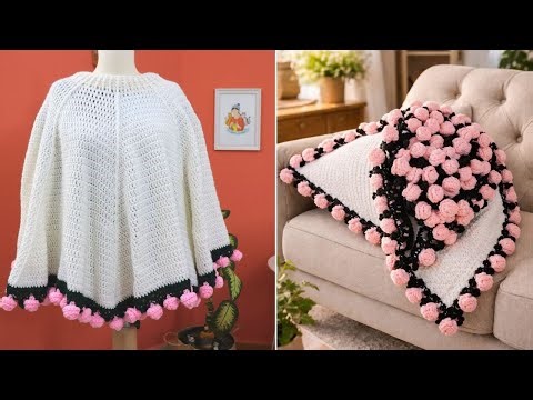 How To Crochet Flower Bouquet Poncho Spring | No Sewing!