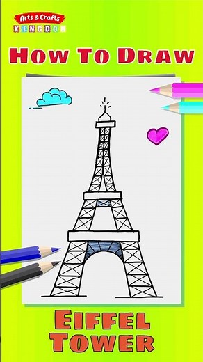 How to draw the Eiffel Tower - Easy drawing for kids | Arts and Crafts Kingdom