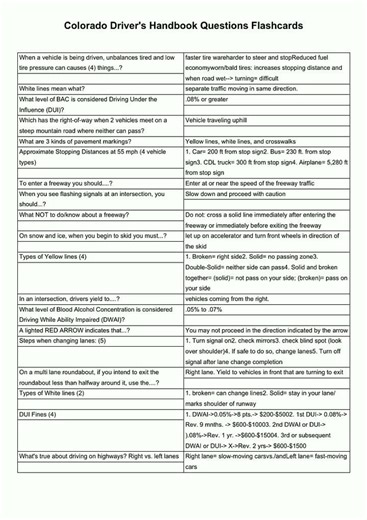 Colorado Driver's Handbook Questions Flashcards video
