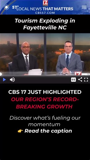 Fayetteville’s glow-up is officially making headlines! 🌟 CBS 17 just featured a story on our city’s tourism boom, proving what locals already know: there’s something special happening in Greater Fayetteville, NC. Visitor dollars are helping fund improvements, support local businesses, and keep our economy thriving. Discover what we offer 👉🔗 Explore the links in our bio or visit DistinctlyFayettevilleNC.com #GrowingCities #PopularCities #MovingtoNC #VisitFayettevilleNC #ExploreFayettevilleNC #