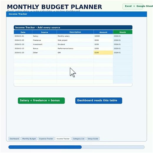 Monthly Budget Planner Spreadsheet | Excel & Google Sheets