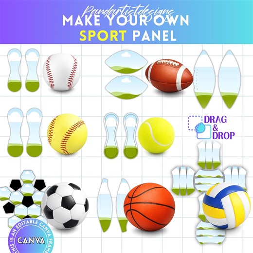 Sports Panel Template BUNDLE, Custom Basketball Panel, Printable Football Panel, Volleyball Panel, Soccer Panel, Baseball Panel, Ball Panel - Etsy