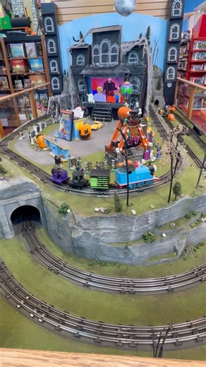 Halloween Train setup at a local Toy Store #train #halloween #toys #scoobydoo