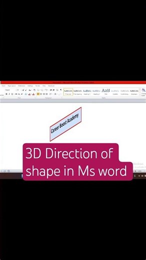 Move your shape in 3D Direction in Ms word #shorts #shortvedio #careerboostacademy #msword