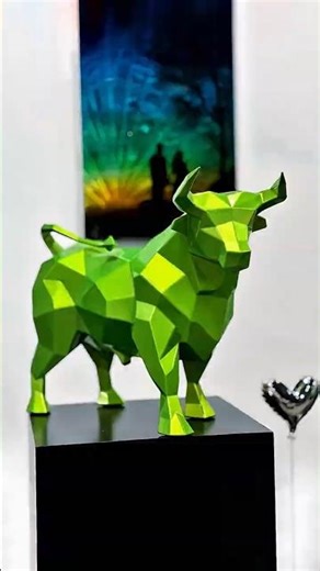Candy Green Bull Steel Sculpture | Contemporary Art Showcase #shorts