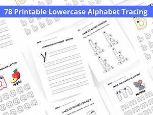78 Lowercase Alphabet Tracing Worksheets: Handwriting Practice (PDF & PNG) - Etsy Canada