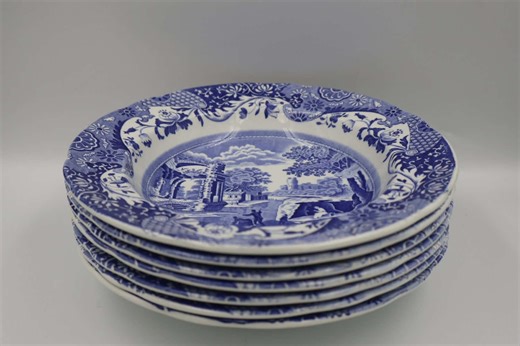Intage Spode Blue Italian Soup Plates Set of 7 – 23 Cm / 9" Rimmed Soup Bowls – Blue White Transferware – Made in England - Etsy UK