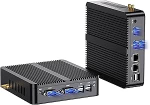 Industrial Mini PC, Fanless Desktop Computer 12th Alder Lake-N100, up to 3.4GHz, 16G DDR4, 256G NVME SSD, Windows 11 Pro, COM RS232, Dual LAN, 4K@60Hz 2xHDMI/DP, WiFi6, BT5.2, VESA, WOL
