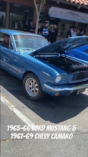 Rare 60s cars a 1965-66 Ford Mustang Coupe & A 1967-69 Chevy Camaro Both In A Classic Blue 💙