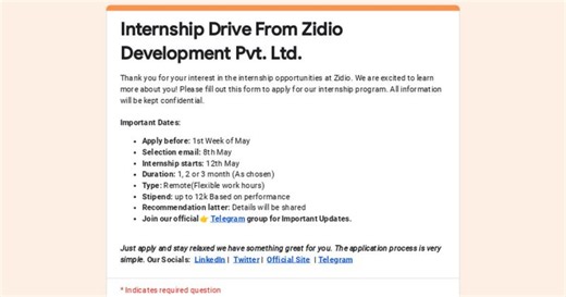 Internship Drive From Zidio Development Pvt. Ltd. | Zidio Development | 133 comments