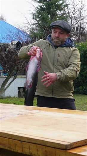 🐟 Caught and Cooked a Giant Catfish! Awesome Rustic Fish Recipe #fyp #cooking #viral #easyrecipe