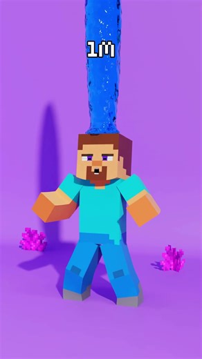 1 Million Water Drops 💦 Minecraft Steve #minecraft #blender3d #3dart