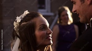Bride and groom sharing their first dance together.