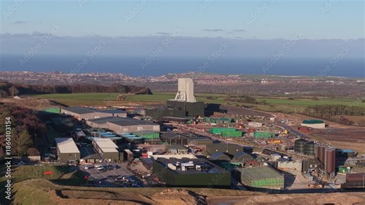 Woodsmith Mine Anglo American, Sirius, polyhalite mineral - 4k prores 422 - drone push towards mine pan down, All-intra to Prores VHQ. December 2025