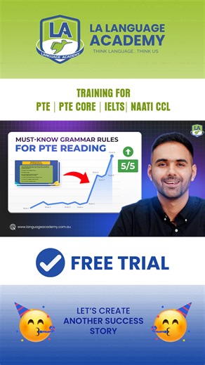 📘 Grammar Rules You MUST Know for PTE Reading! (2025 Update) Struggling with PTE Reading Fill in the Blanks? 💬 These 9 simple grammar rules will change the game! Whether you’re preparing for PTE Academic or PTE Core, these tips will help you avoid common traps and score 79 faster. ✅ 🎯 Learn exactly when to use -ing, ed, to verb, articles, and more – explained with clear examples! 💻 Practice FREE with our mock test scorecard: 👉 https://www.languageacademy.com.au 📞 Want to study with us or t