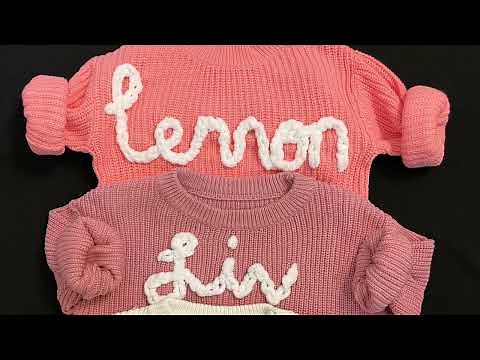 DIY Knit Baby Name Sweater using Hand Embroidery— Easy for Beginners (full tutorial in description)￼